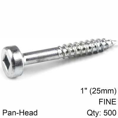 KREG Zinc Pocket Hole Screws 25mm 1.00' #6 Fine Thread Pan Head 500ct